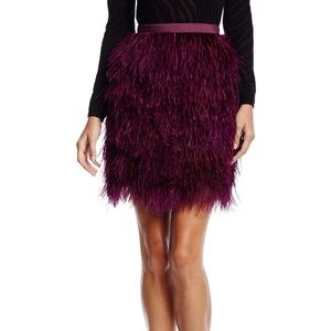 NWT Pink Tartan Olviana Ostrich Skirt